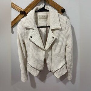 BlankNYC tweed moto jacket in ivory